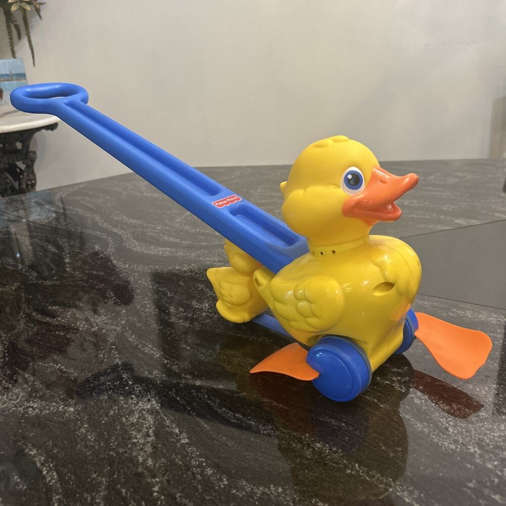 Vintage 1998 Walk 'n Waddle Duck w/ Baby Duckling Push Toy w/ Sound Fisher-Price